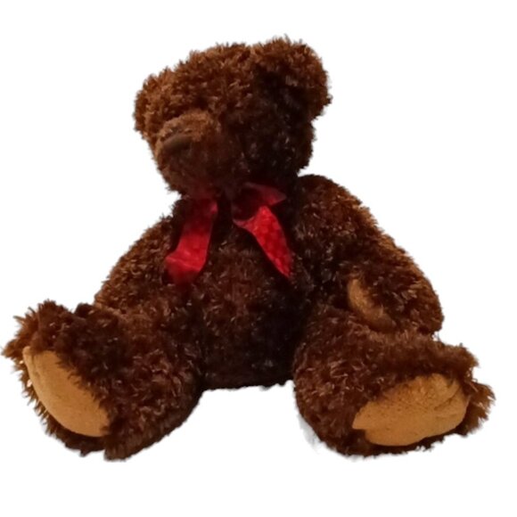 Porter Made Exclusively for Bombay Co. Curly Haired Dark Brown Teddy Bear 16 in - Picture 1 of 7